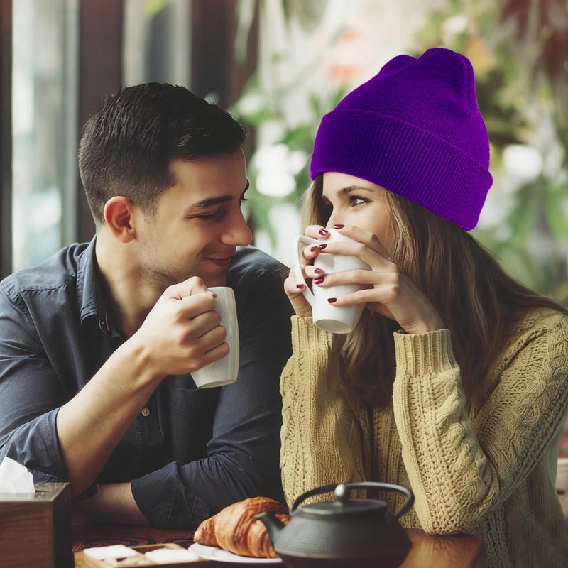 Dfqsofd Beanie for Men Women, Knitted Hats for Women Soft Warm Winter Hat Unisex Cuffed Beanie Skully Cap for Cold Weather - Image 5
